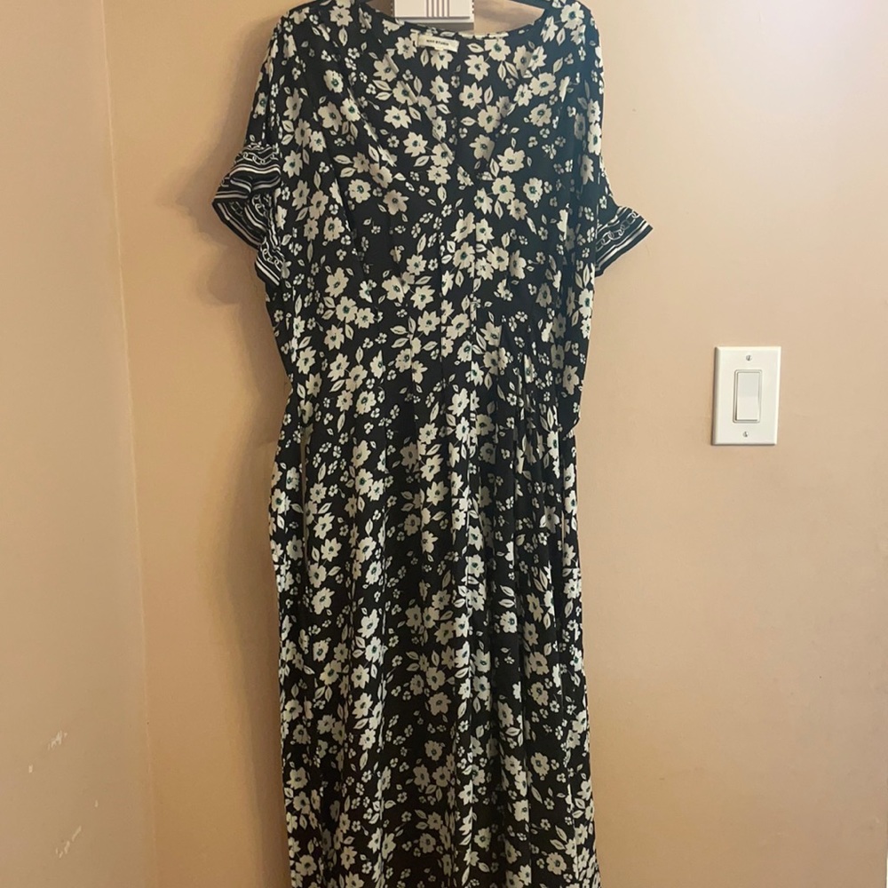 Black with white flowers and belt